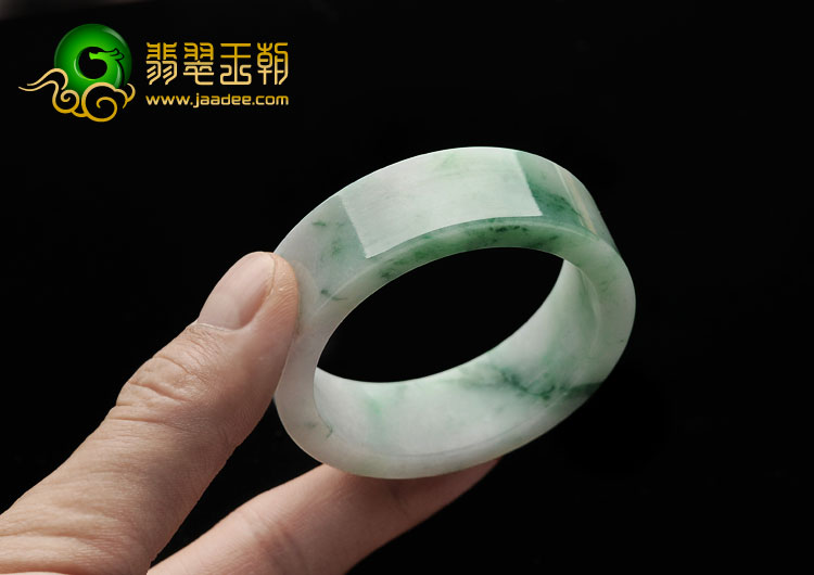糯冰种飘花缅甸翡翠A货方条手镯（46.2mm）