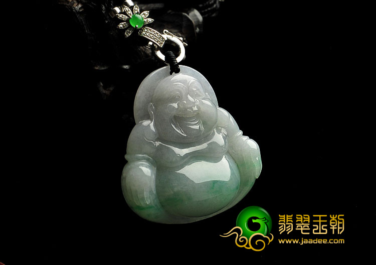 糯冰种飘翠缅甸翡翠A货玉佛挂件