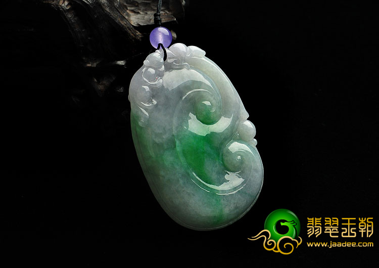 糯冰种飘翠缅甸翡翠A货如意挂件
