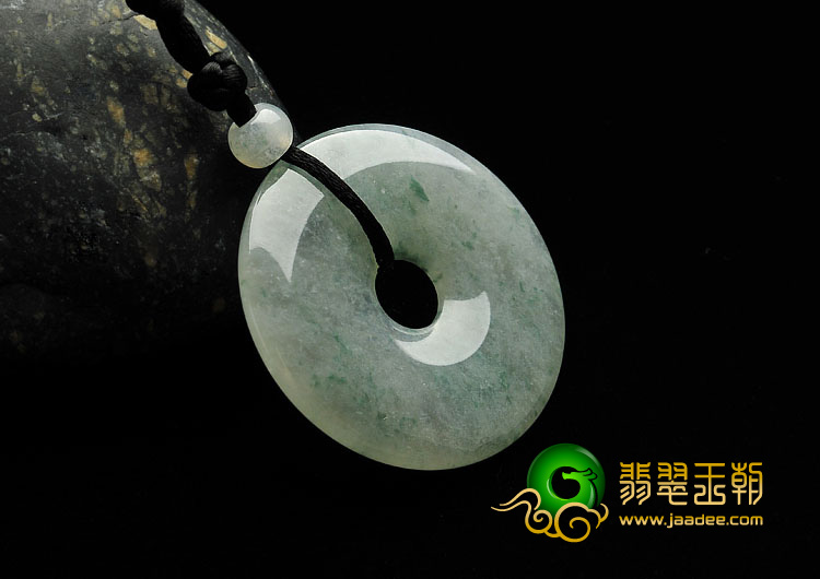 冰种飘花缅甸翡翠A货平安扣挂件