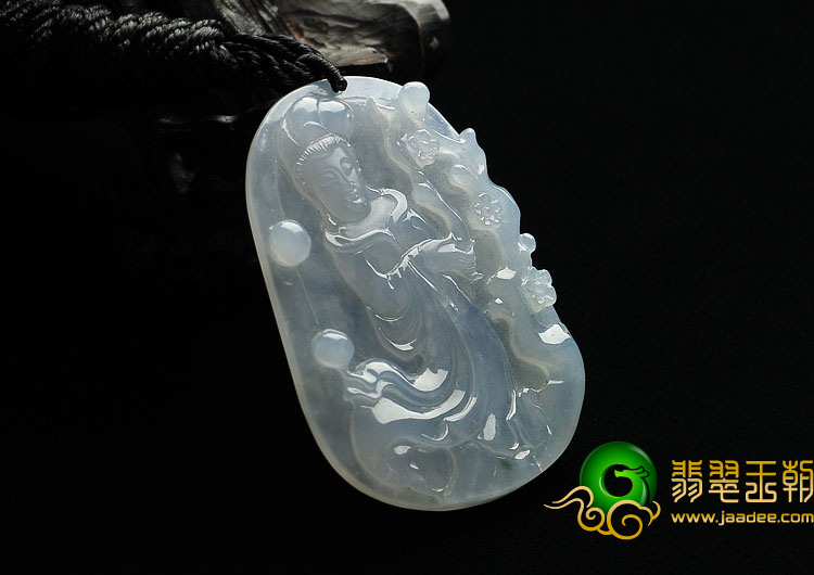 冰种晴水略飘花缅甸翡翠A货踏雪寻梅挂件