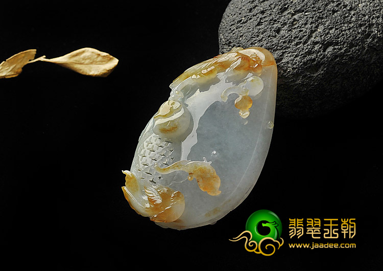 冰种褐黄翡缅甸翡翠A货花开富贵挂件