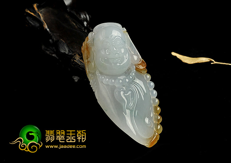 冰种褐黄翡缅甸翡翠A货玉佛挂件