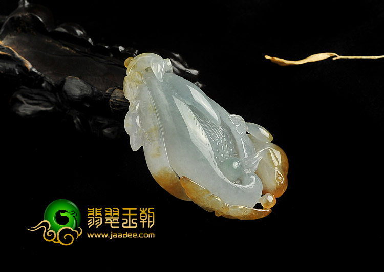 冰种褐黄翡缅甸翡翠A货玉兰花挂件