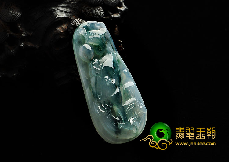 冰种飘花缅甸翡翠A货丹凤朝阳挂件
