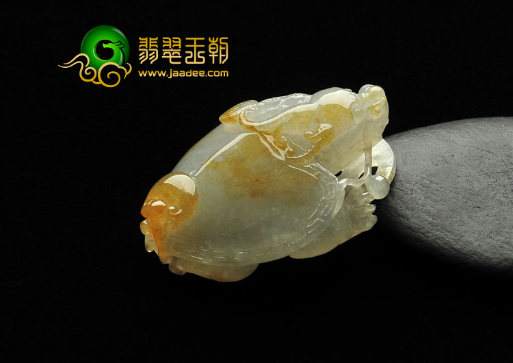 糯冰种黄翡缅甸翡翠A货龙头龟挂件