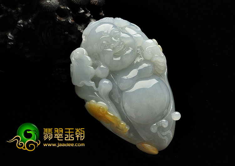 糯冰种晴水黄翡缅甸翡翠A货玉佛手玩件