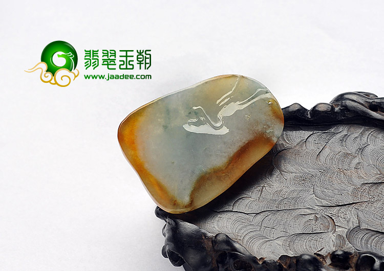 冰种褐黄翡飘花缅甸翡翠A货释迦牟尼挂件