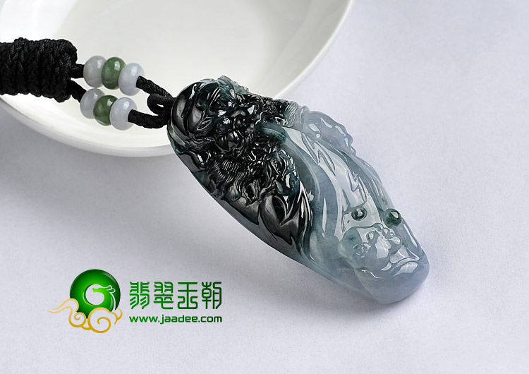 糯冰种飘花缅甸翡翠A货钟馗打鬼挂件