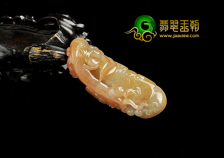 糯冰种粉色缅甸翡翠A货螭龙如意挂件