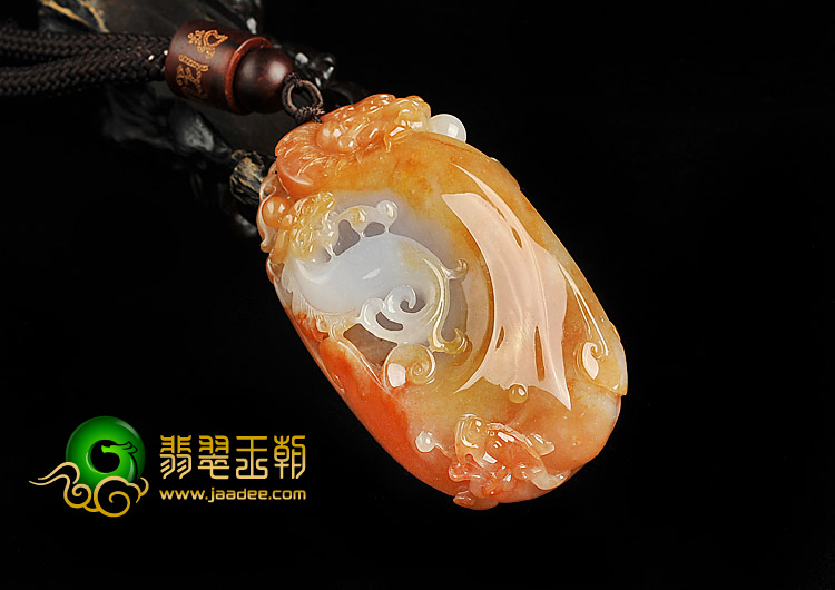 糯冰种红黄翡缅甸翡翠A货望子成龙挂件