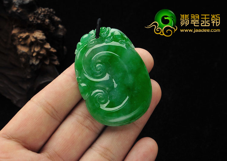 冰种阳绿满绿缅甸翡翠A货如意挂件