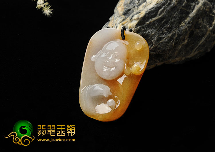 冰种黄翡缅甸翡翠A货玉佛挂件