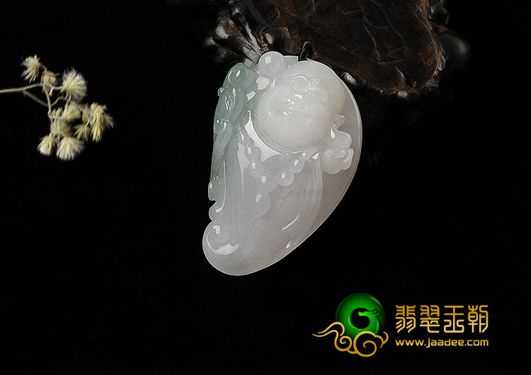糯冰种晴水缅甸翡翠A货纳福挂件