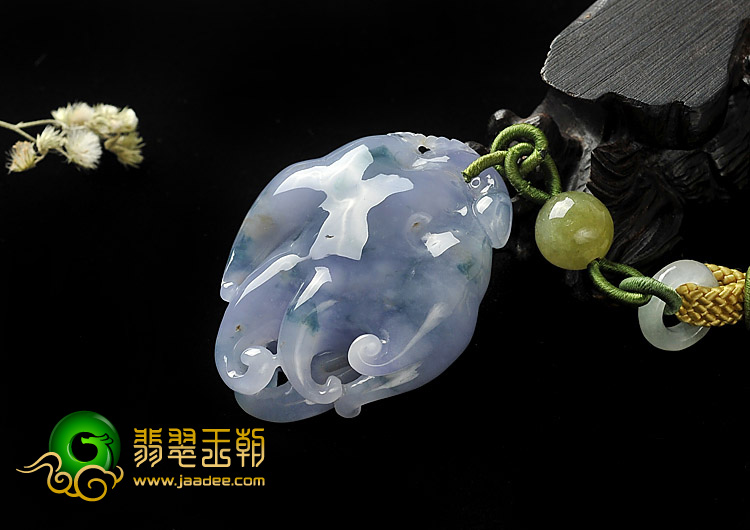 糯冰种紫罗兰飘花缅甸翡翠A货佛手挂件