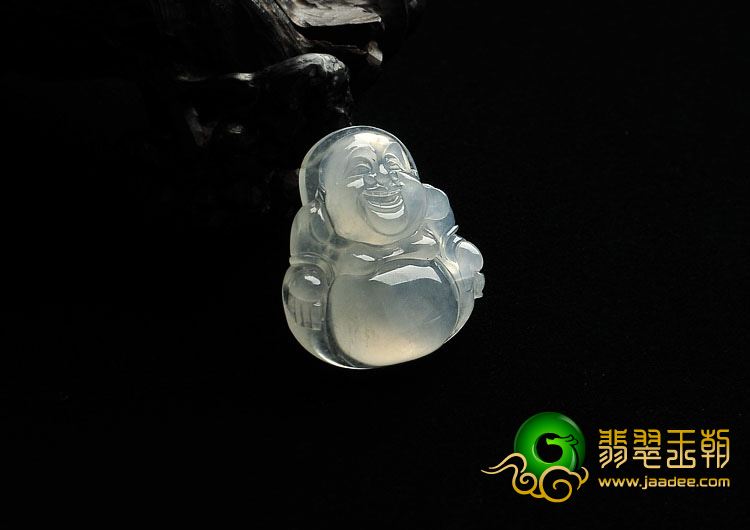冰种淡晴水缅甸翡翠A货玉佛挂件