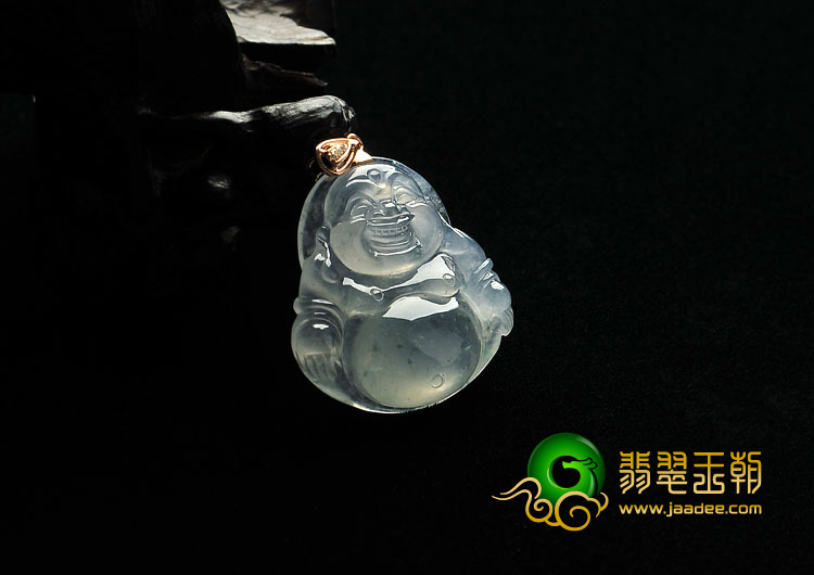 冰种飘花缅甸翡翠A货玉佛挂件