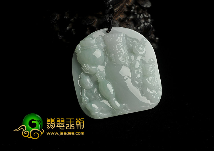 糯冰种晴水缅甸翡翠A货财神挂件