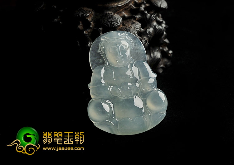 冰种晴水缅甸翡翠A货观音挂件