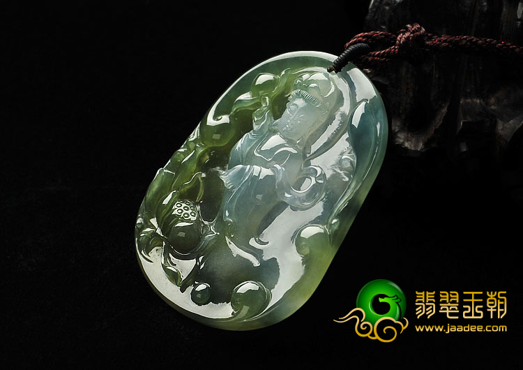 冰种三彩缅甸翡翠A货观音挂件