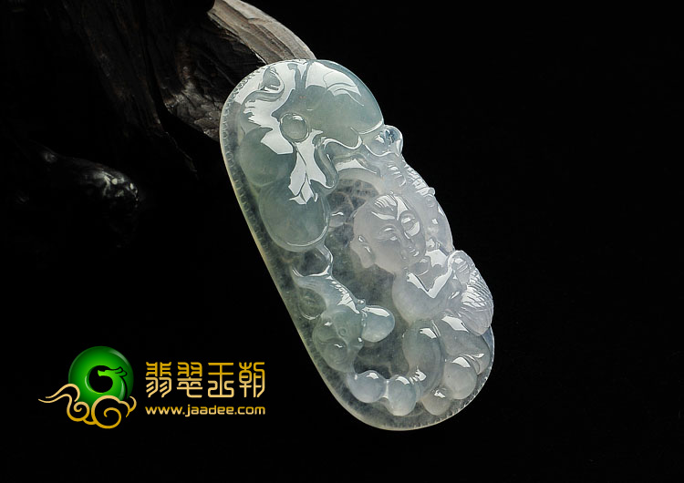 冰种晴水缅甸翡翠A货招财童子挂件