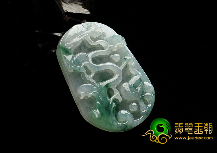 冰种飘花缅甸翡翠A货松鹤延年挂件