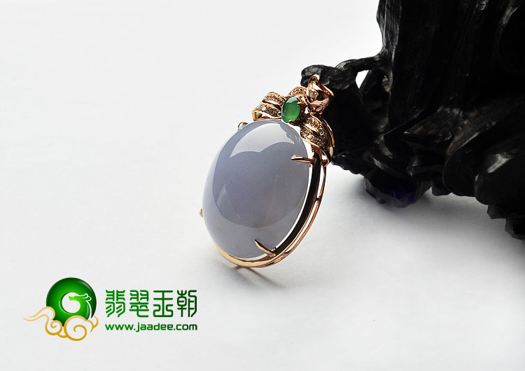 糯冰种紫罗兰缅甸翡翠A货镶玫瑰金胸坠（真钻）