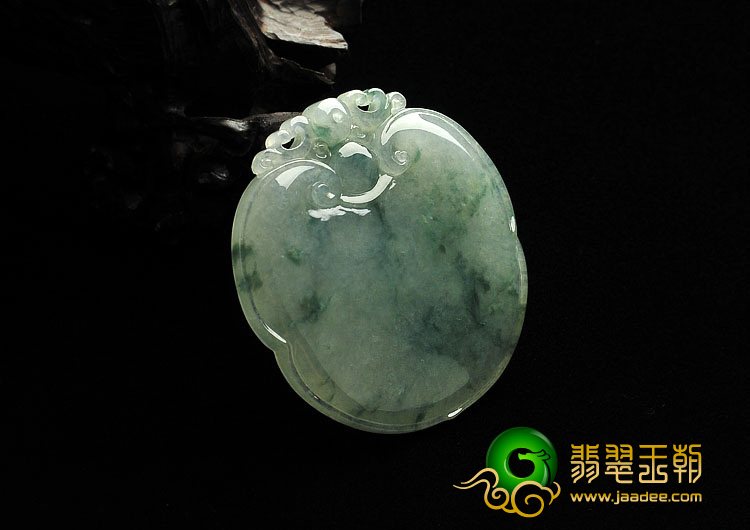 冰种飘花缅甸翡翠A货如意牌挂件