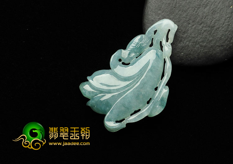 糯冰种飘花缅甸翡翠A货玉兰花挂件