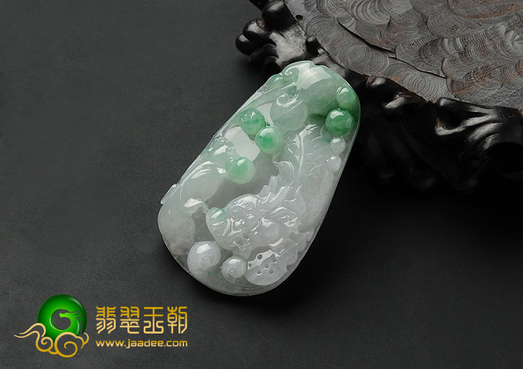 糯冰种飘翠缅甸翡翠A货金玉满堂挂件