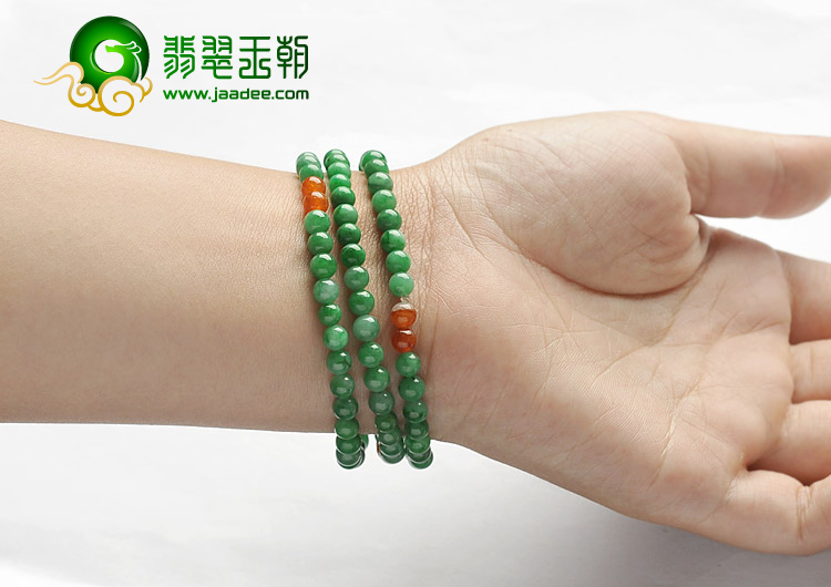 糯冰种阳绿红翡缅甸翡翠A货手链