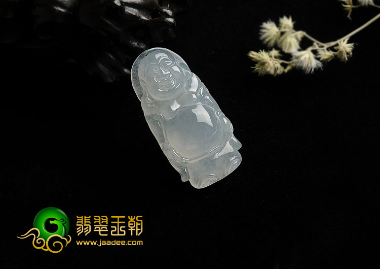 冰种晴水缅甸翡翠A货站佛挂件