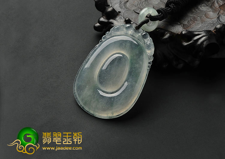冰种飘花缅甸翡翠A货双龙如意挂件