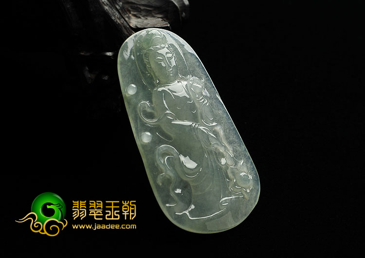冰种晴水缅甸翡翠A货观音挂件