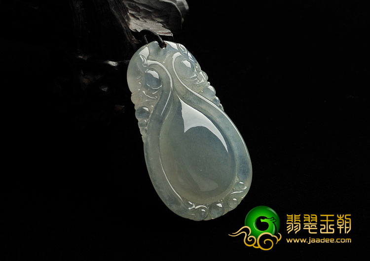 冰种晴水缅甸翡翠A货双龙如意挂件