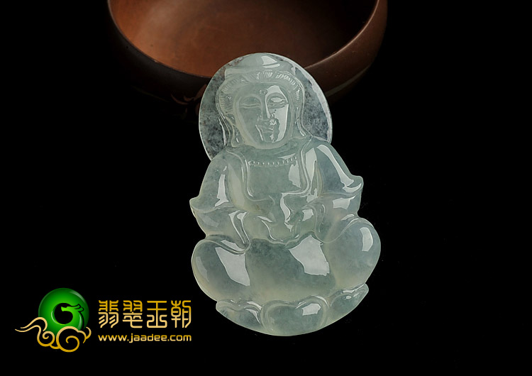 冰种晴水缅甸翡翠A货观音挂件