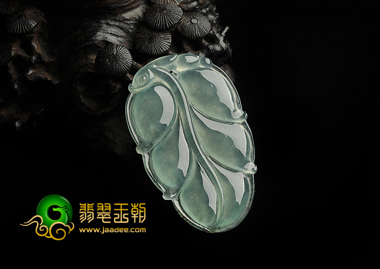 冰种晴水缅甸翡翠A货叶子挂件