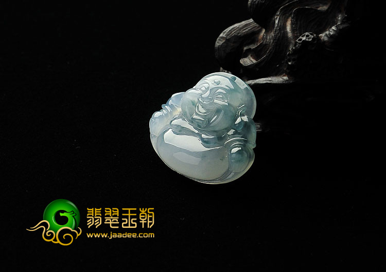 冰种飘花缅甸翡翠A货玉佛挂件