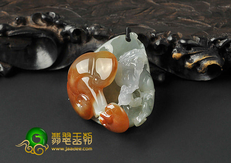冰种晴水褐黄翡缅甸翡翠A货如意寿挂件