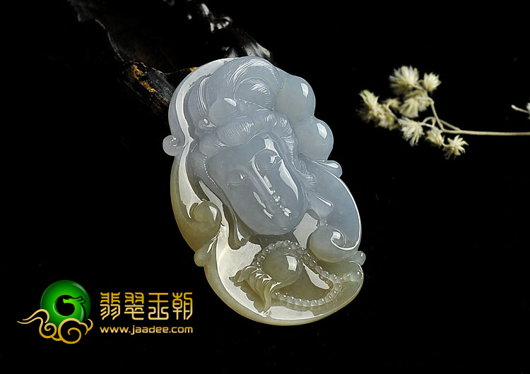 糯冰种紫罗兰黄翡缅甸翡翠A货观音头挂件