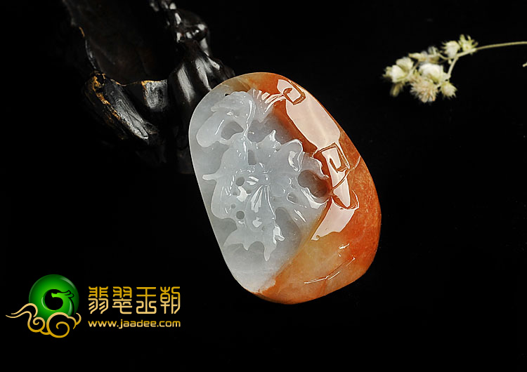 糯冰种红黄翡缅甸翡翠A货富贵双喜挂件