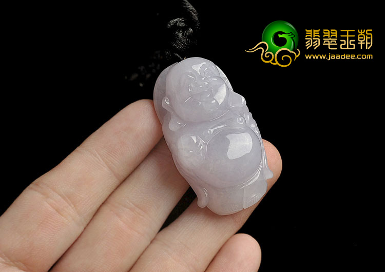 糯冰种淡紫罗兰缅甸翡翠A货站佛挂件