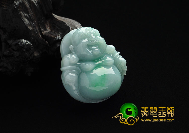 糯冰种飘翠缅甸翡翠A货玉佛挂件