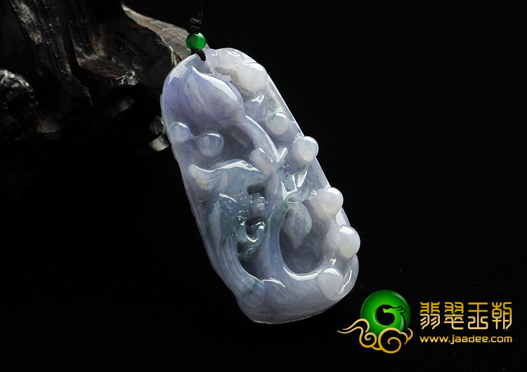 冰种紫罗兰缅甸翡翠A货喜上枝头挂件