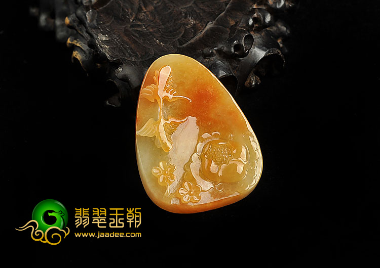 糯冰种红黄翡缅甸翡翠A货喜上枝头挂件