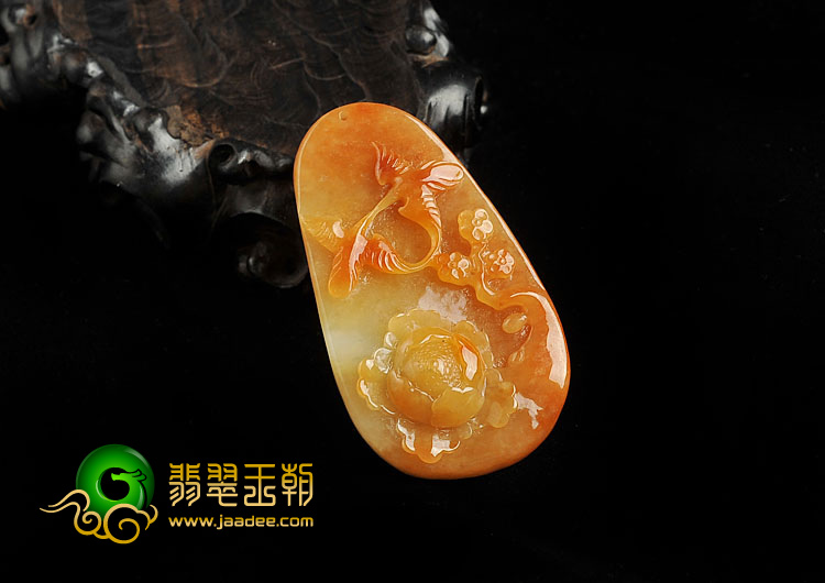 糯冰种红黄翡缅甸翡翠A货喜上枝头挂件