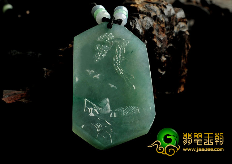 冰种晴水缅甸翡翠A货独钓寒江挂件