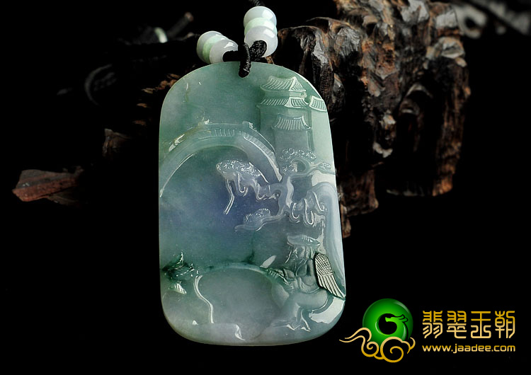 糯冰种春带彩缅甸翡翠A货独钓寒江挂件