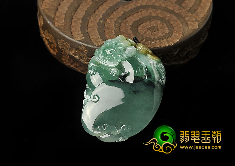 冰种飘花缅甸翡翠A货福寿如意挂件