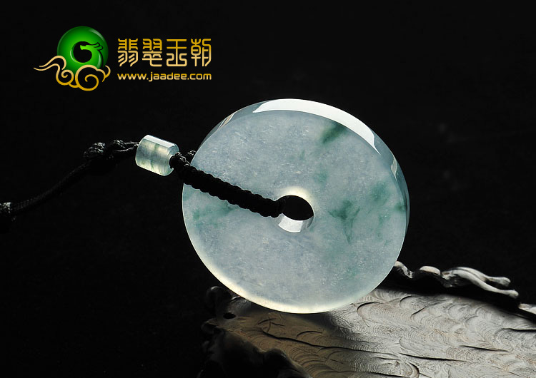 冰玻种飘花缅甸翡翠A货平安扣挂件
